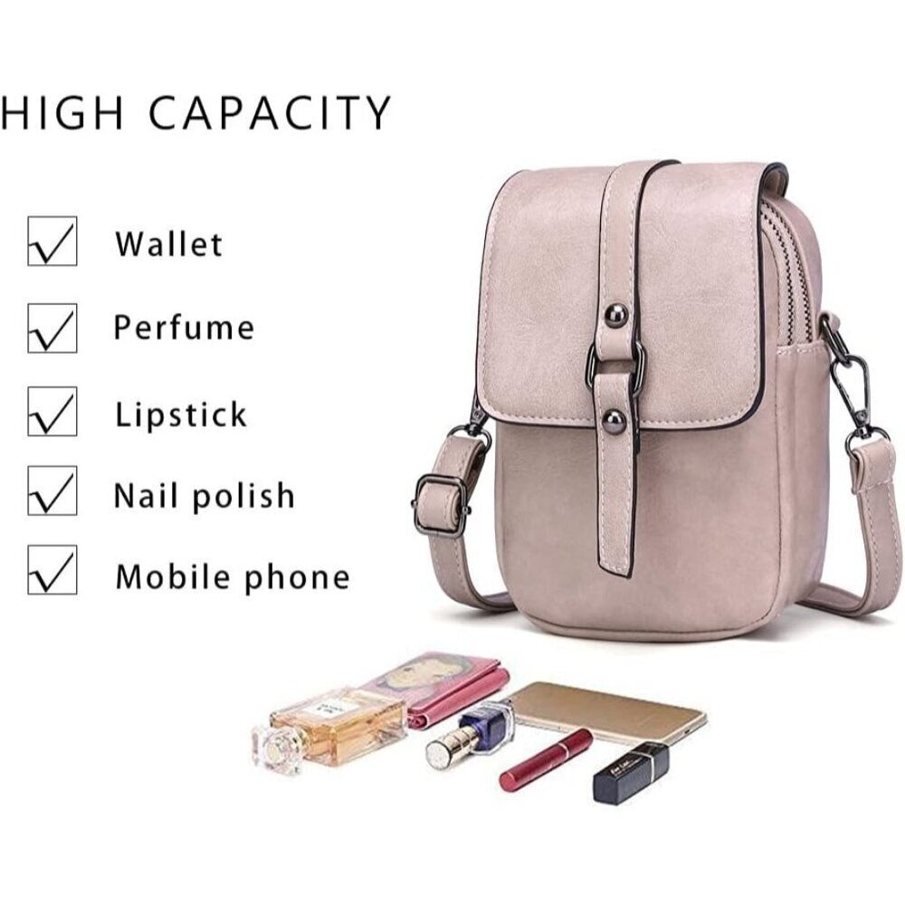 Women's Pink Vintage Cross Body Phone Bag Small Messenger Shoulder Handbag - Picture 3 of 7